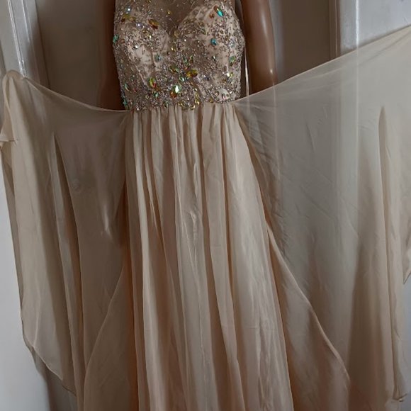 NWT Cinderella Vanilla colour Embellished Beaded long gown size XL - Picture 6 of 13